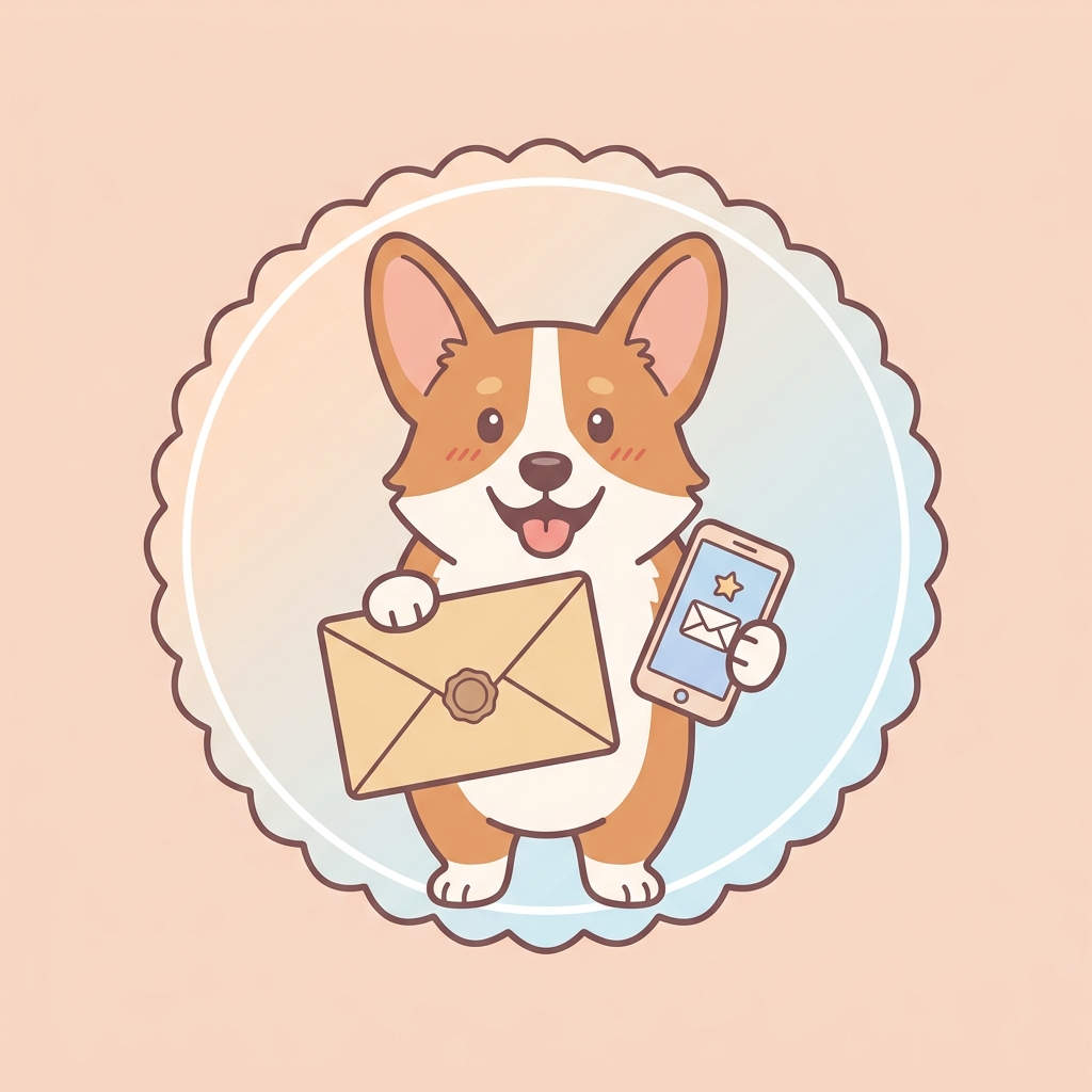 Email and text updates to pet parents, shown as a dog holding mail and a phone.